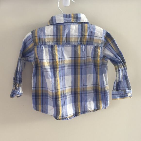Old Navy Yellow & Blue Plaid Button Up Shirt - Picture 4 of 5
